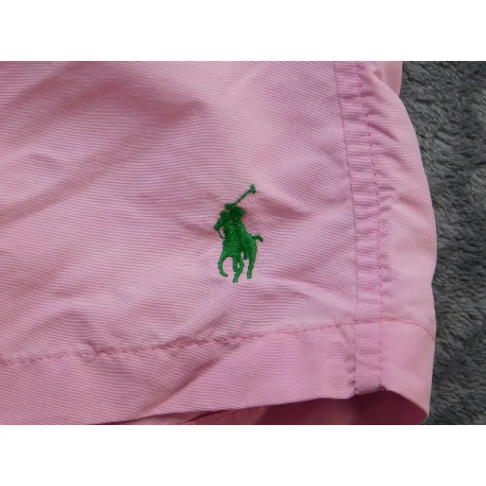 Polo By Ralph Lauren Swim Shorts Mens L Pink Lined Elastic Waist Drawstring